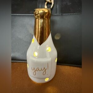 Gold and White 'Yay!' Decorative Small Champagne Bottle